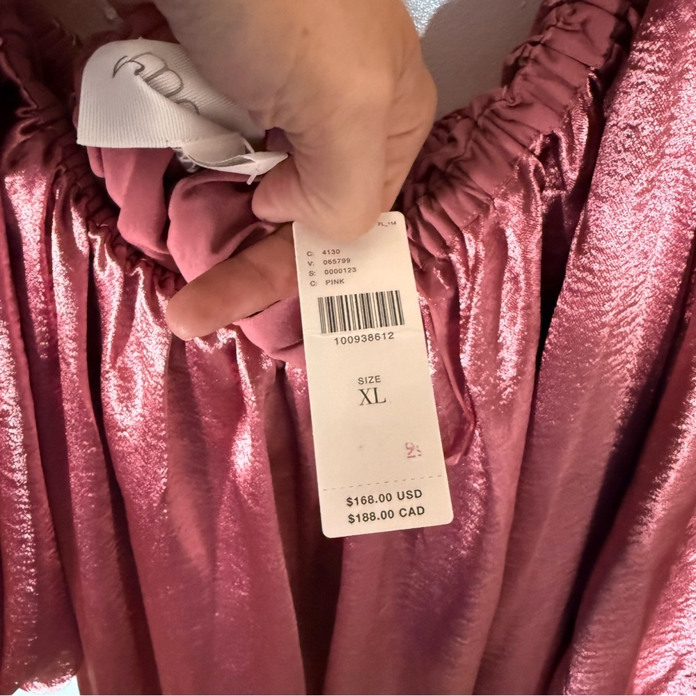 Anthropologie Satin Off-Shoulder Mini Dress in Dusty Rose - Picture 7 of 7